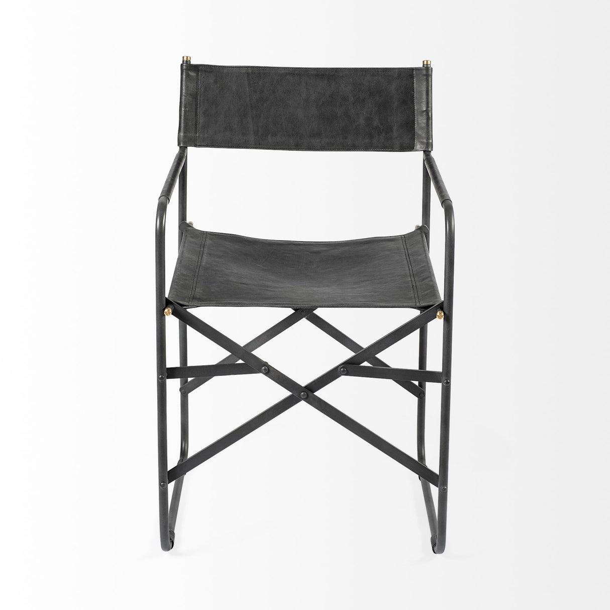 Direttore Black Iron Frame Black Leather Dining Chair from Mercana - Luna Furniture