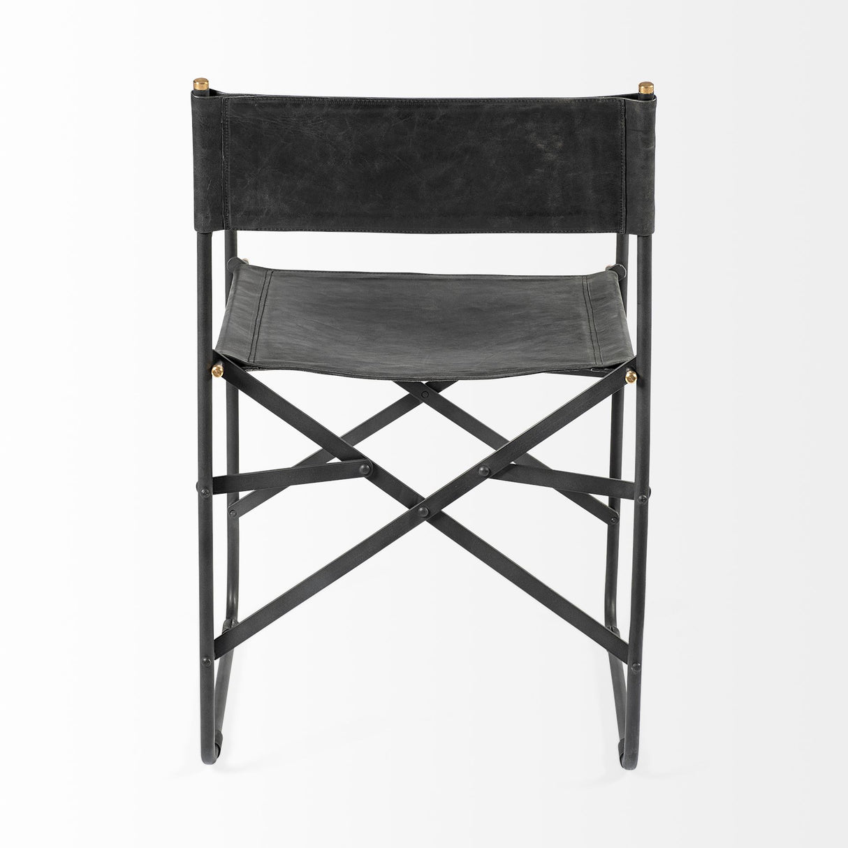 Direttore Black Iron Frame Black Leather Dining Chair from Mercana - Luna Furniture
