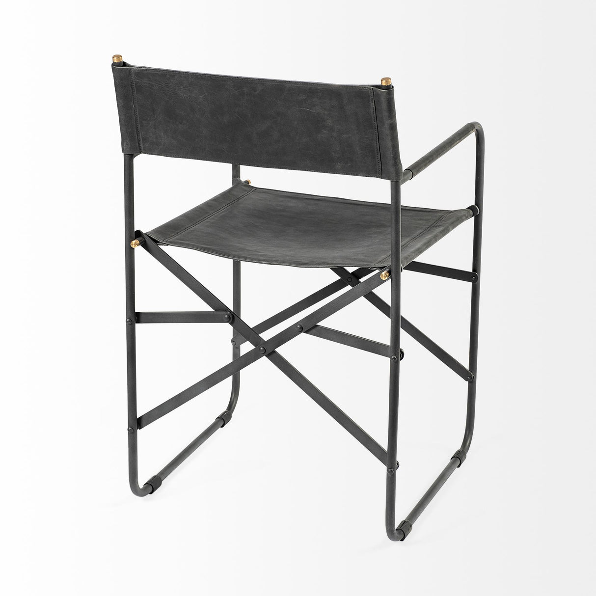 Direttore Black Iron Frame Black Leather Dining Chair from Mercana - Luna Furniture