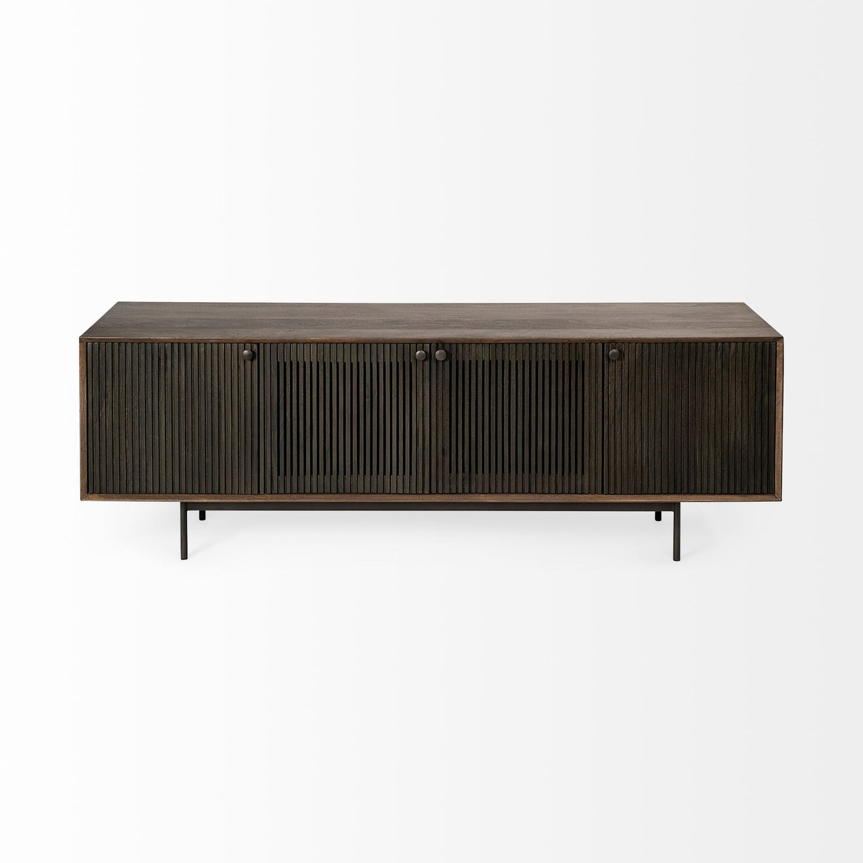 Grace I Two-Toned Brown Solid Wood TV Stand Media Console with Slated Doors, TV up to 82" from Mercana - Luna Furniture