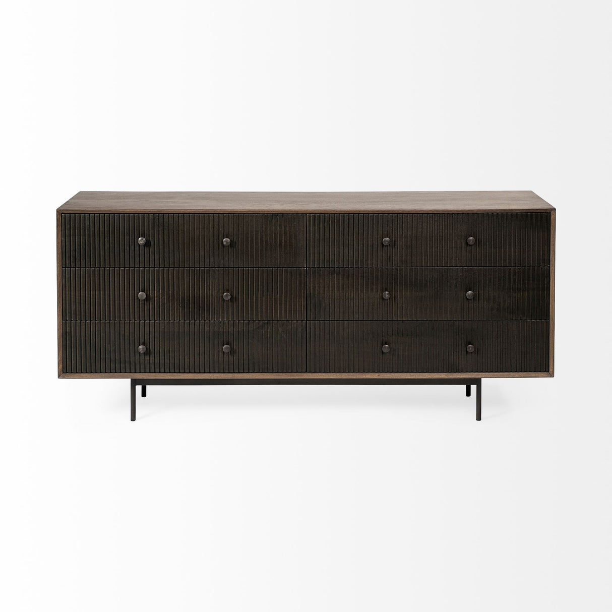 Grace 70Wx18.5Lx31.25H Two-Tone Brown Solid Wood 6 Drawer Sideboard from Mercana - Luna Furniture