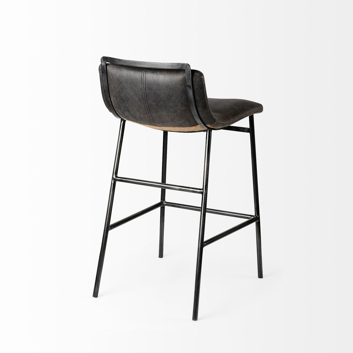 Kavalan 33.5" Total Height Ebony Leather Seat Black Metal Frame Counter Stool from Mercana - Luna Furniture