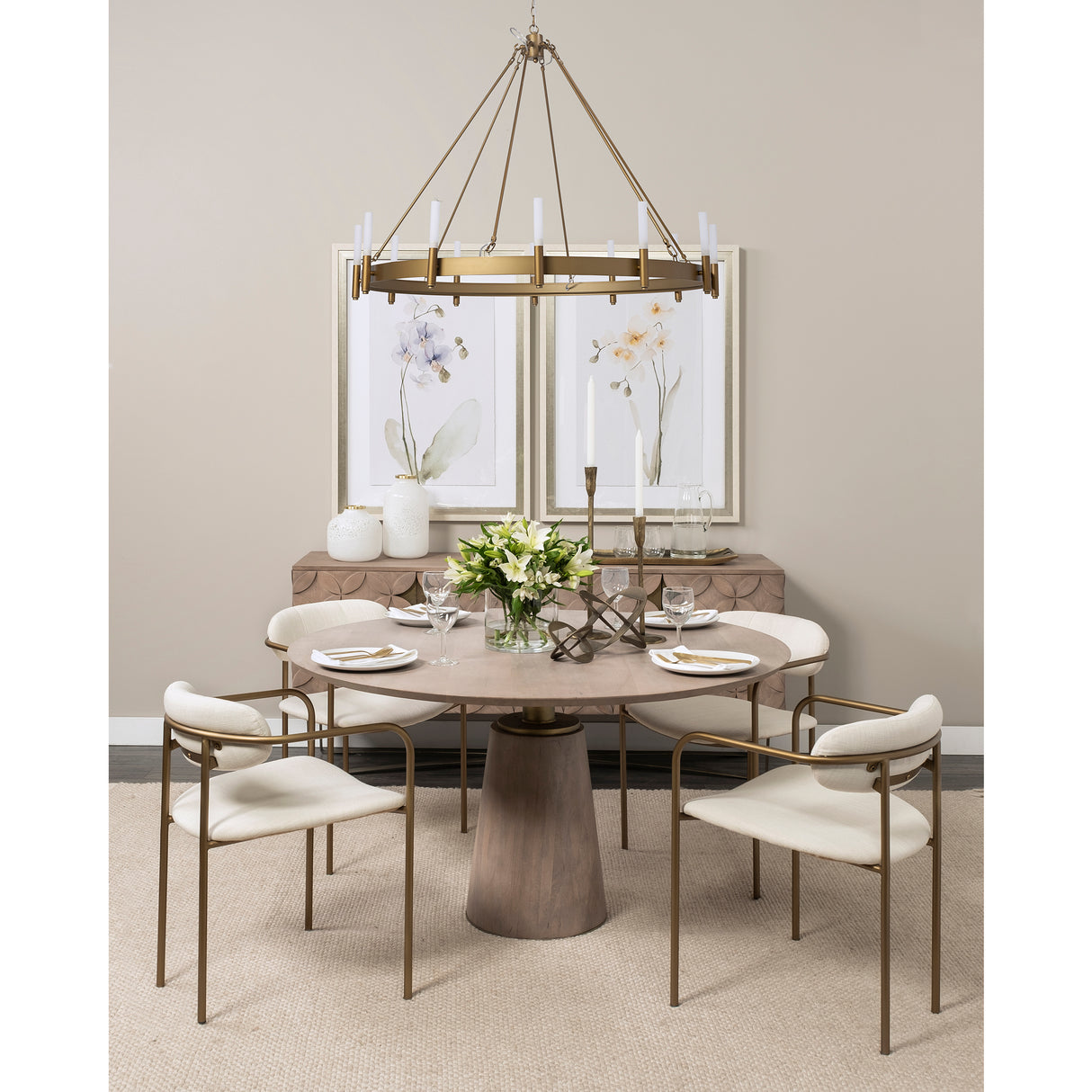 Parker I Cream Fabric Seat Gold Metal Frame Dining Chair, Set of 2 from Mercana - Luna Furniture