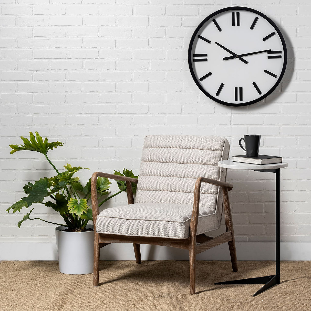 Ajax II Cream Fabric W/ Brown Wooden Frame Accent Chair from Mercana - Luna Furniture
