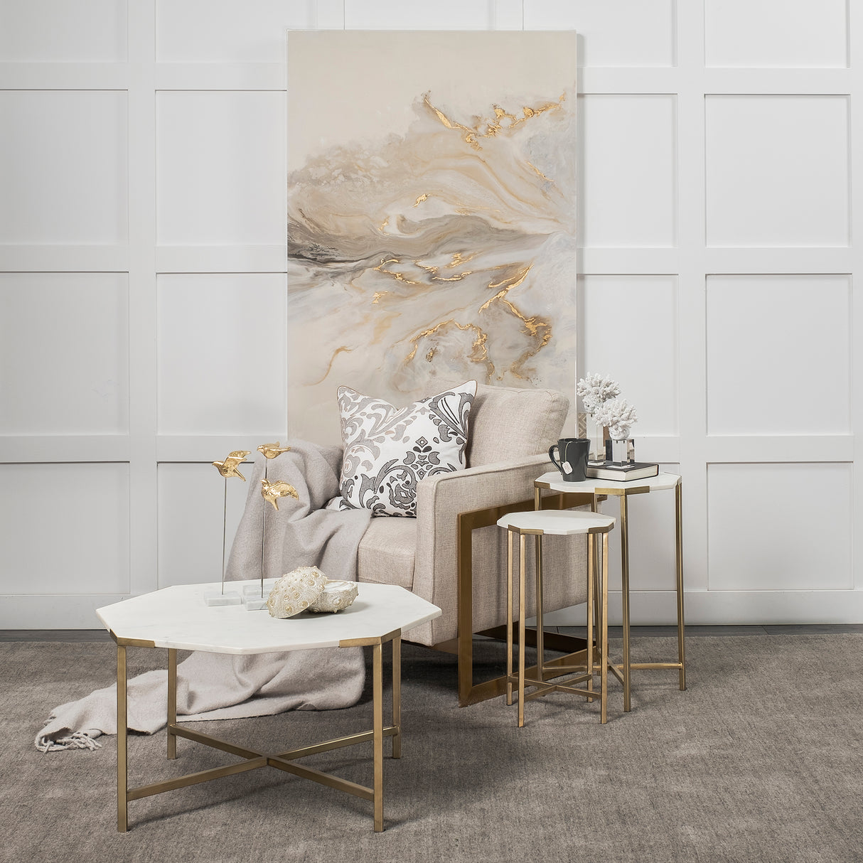 Isla (Large) 5L x 5W White Replica Resin Coral On Clear White Glass from Mercana - Luna Furniture