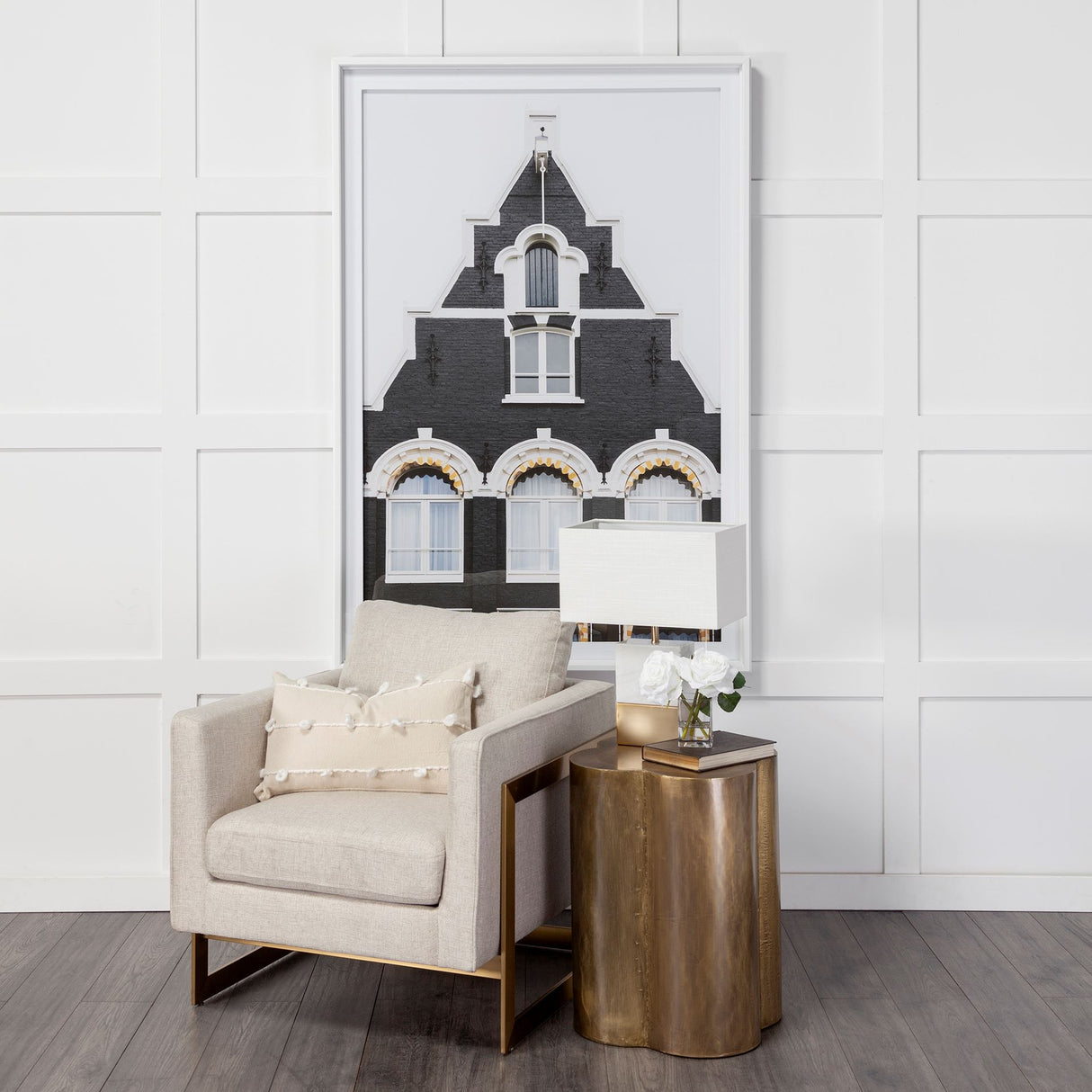 Quatrefoil 18L x 18W Gold Flower W/ Wooden Top Brass Cladding Accent Table from Mercana - Luna Furniture