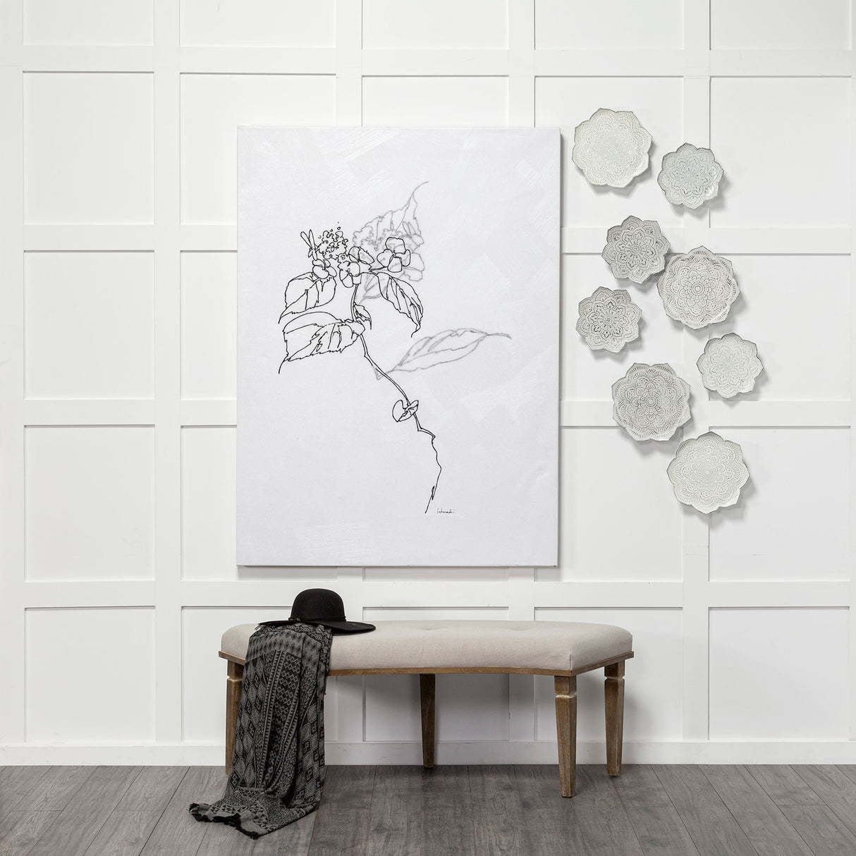 Arrangement I by Hiraki a Hand Embellished Textured Canvas from Mercana - Luna Furniture