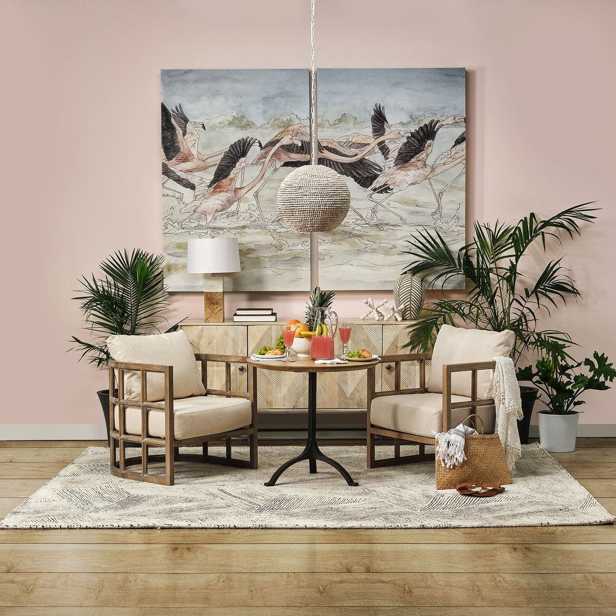 Flamingo II by Mercana Studio a Hand Embellished Textured Canvas from Mercana - Luna Furniture