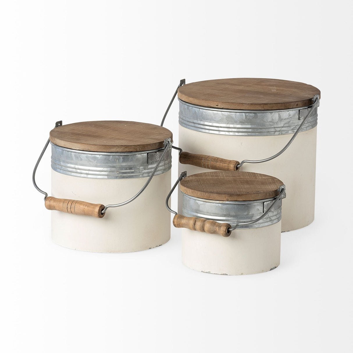 Alani (Set of 3) White Metal Storage Boxes from Mercana - Luna Furniture