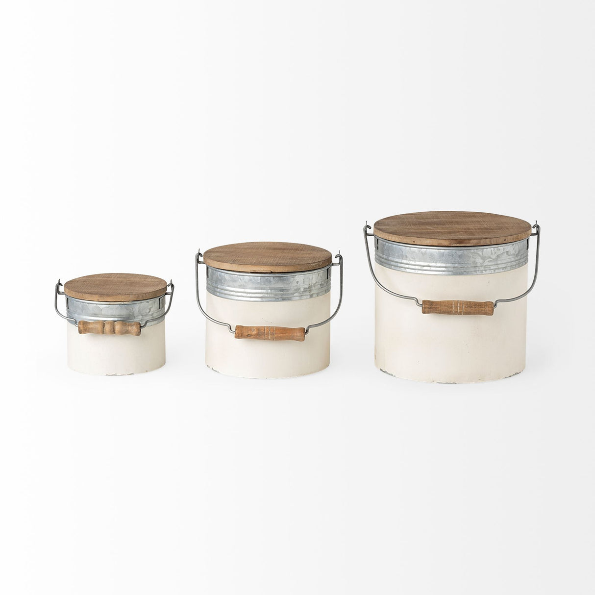 Alani (Set of 3) White Metal Storage Boxes from Mercana - Luna Furniture