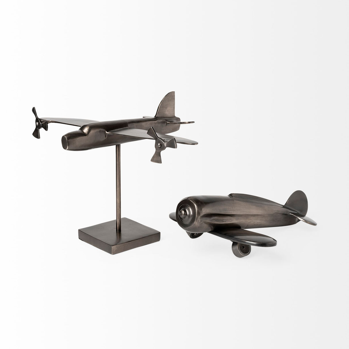 Maverick I 12L x 16W Gray Metal Bomber Plane from Mercana - Luna Furniture