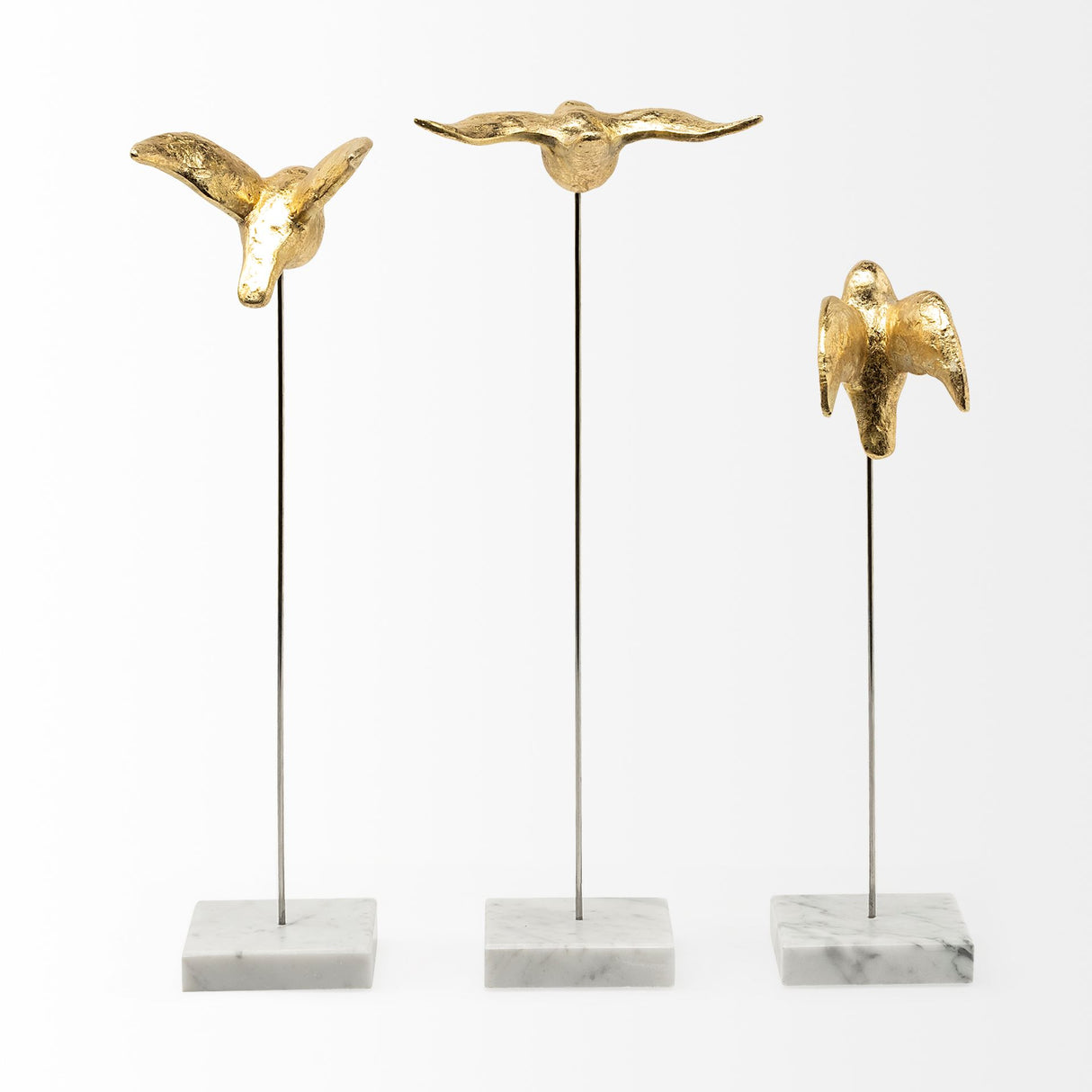 Aya Set of 3 11L x 4W Gold Metal Decorative Birds from Mercana - Luna Furniture