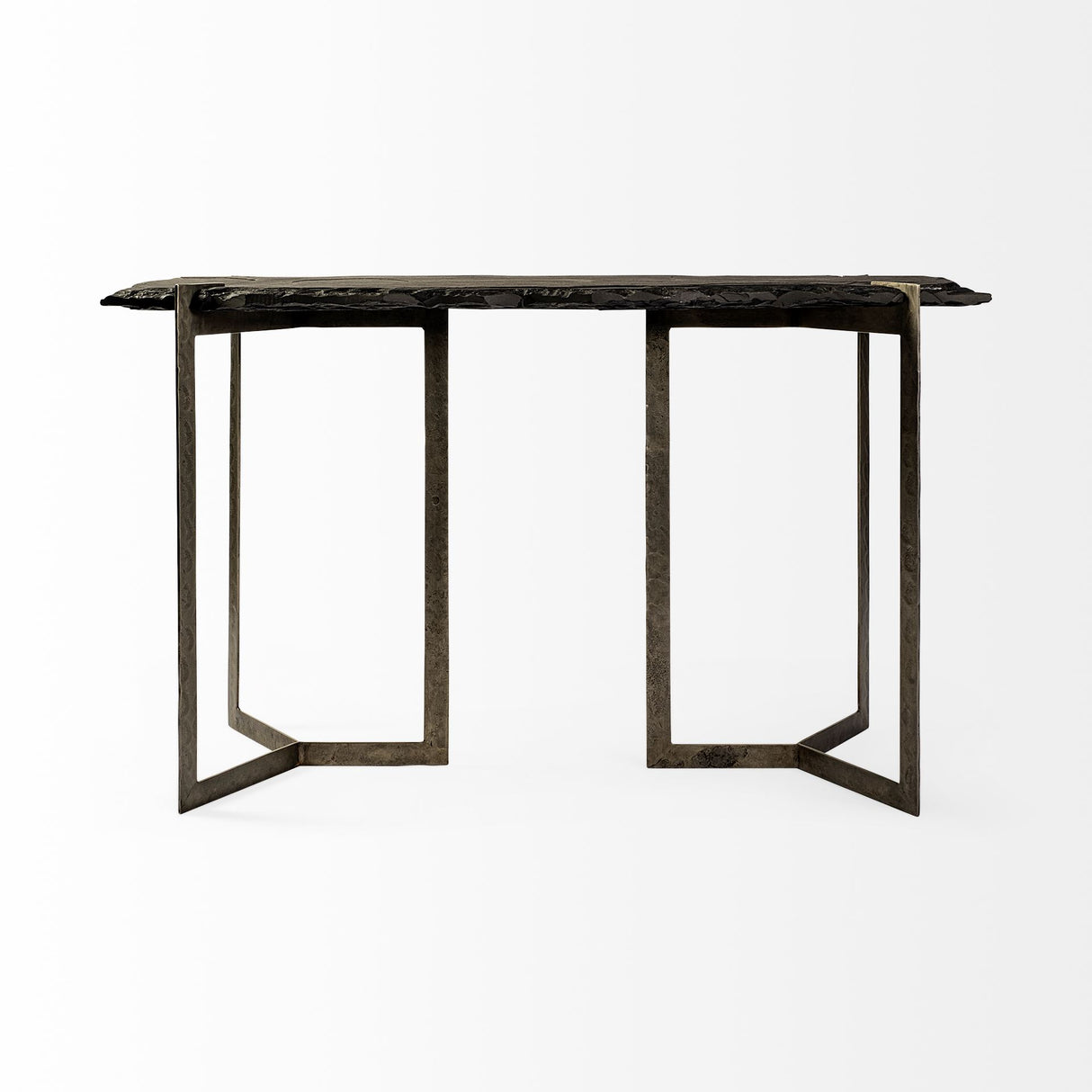 Shale III 50L x 20W Black Live-Edge Slate and Iron Console Table from Mercana - Luna Furniture