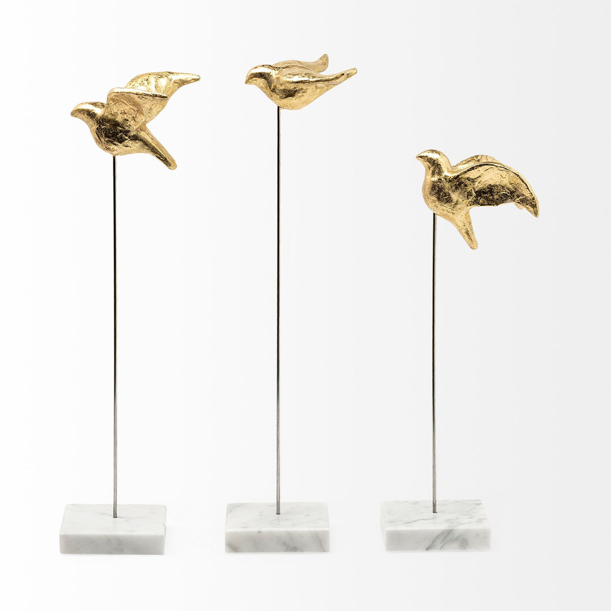 Aya Set of 3 11L x 4W Gold Metal Decorative Birds from Mercana - Luna Furniture