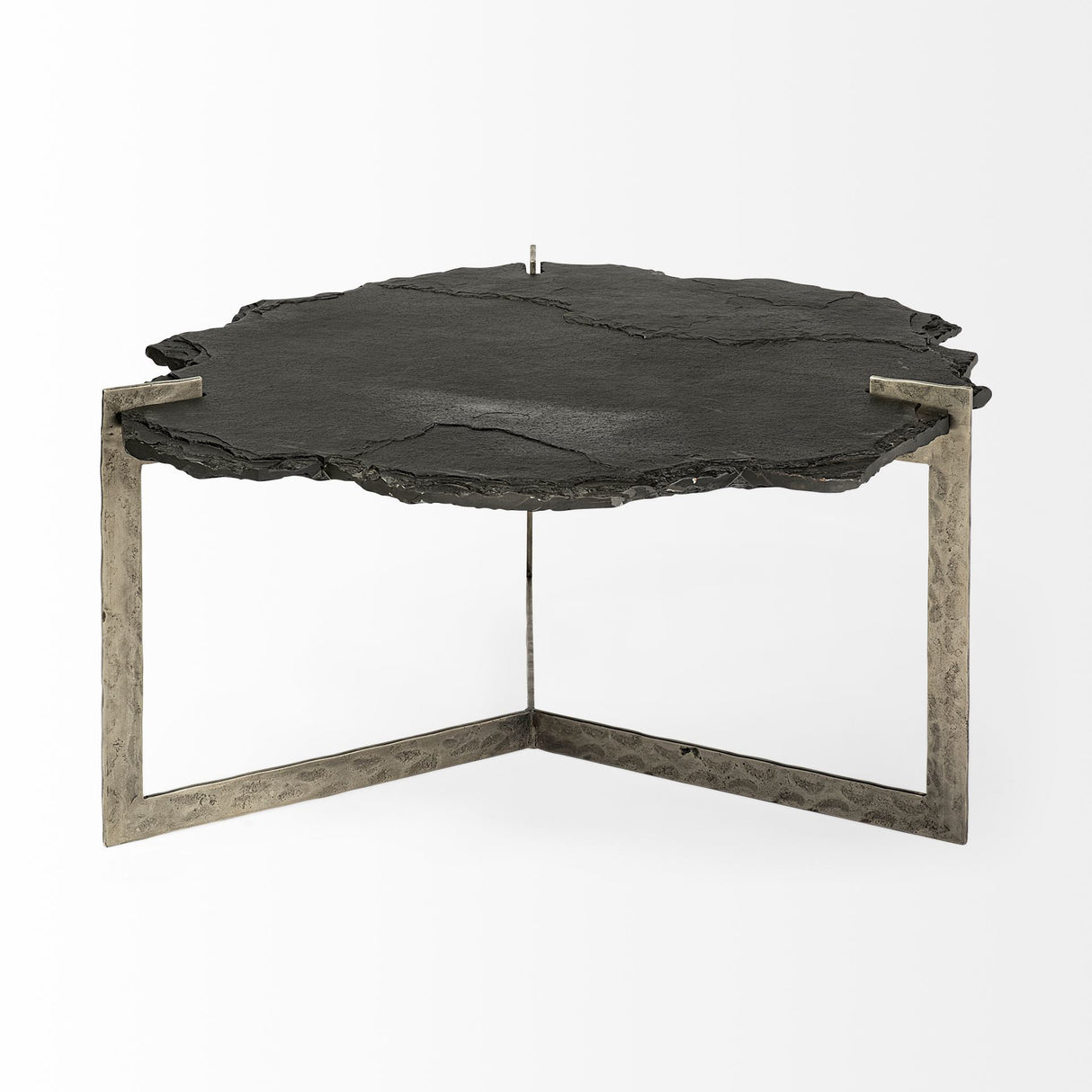 Shale 37" Irregular Live-Edge Black Slate w/Flat Iron Base Coffee Table from Mercana - Luna Furniture