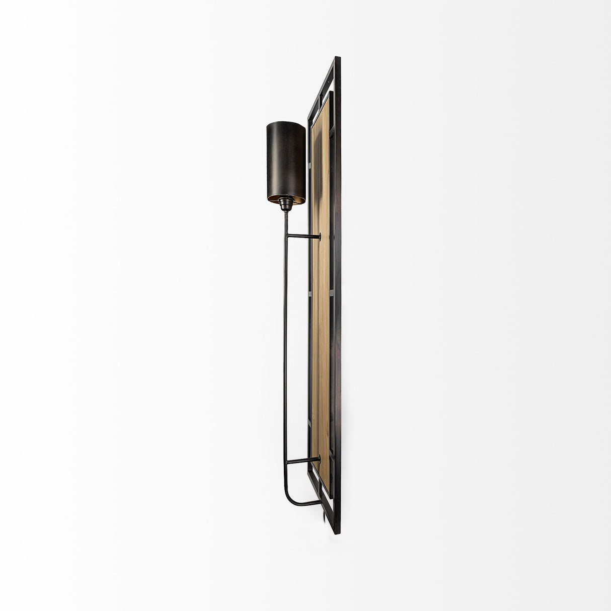 Cleo 16.9x57.1 Black Metal and Wood Rectangular Wall Sconce from Mercana - Luna Furniture