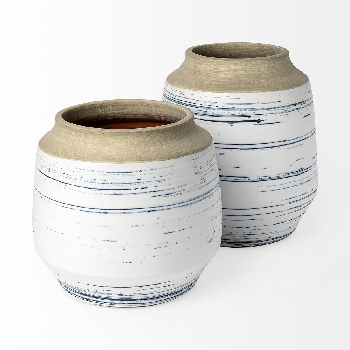 Sonnett Short White/Blue Ceramic Vase from Mercana - Luna Furniture