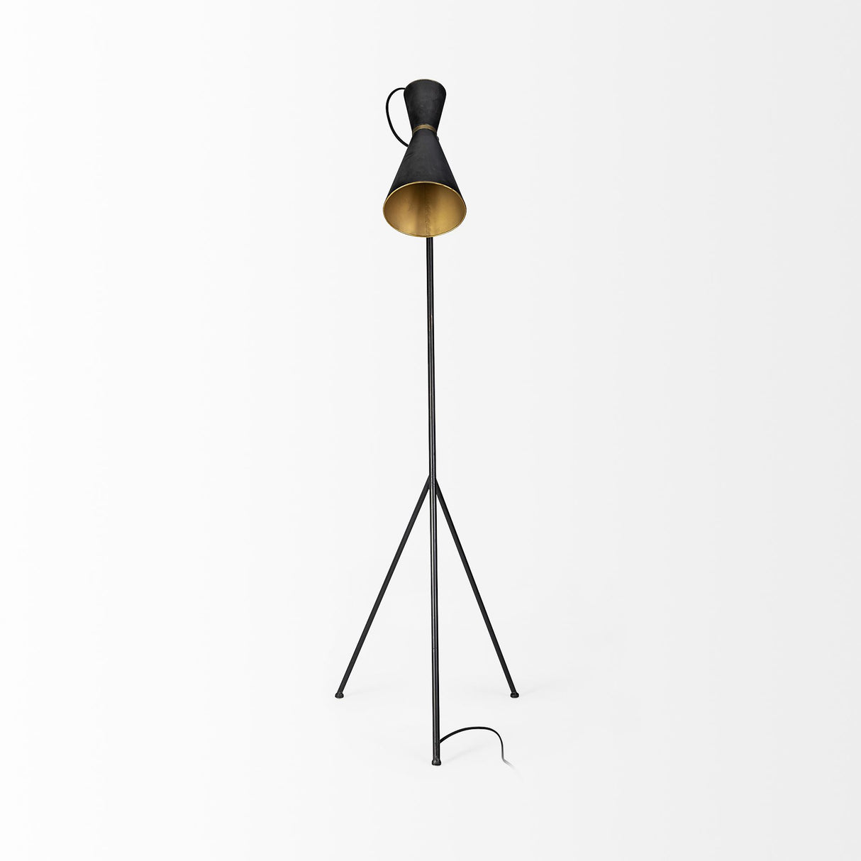 Eris III (58.3"H) Black/Brass Metal Cone Shade Floor Lamp from Mercana - Luna Furniture