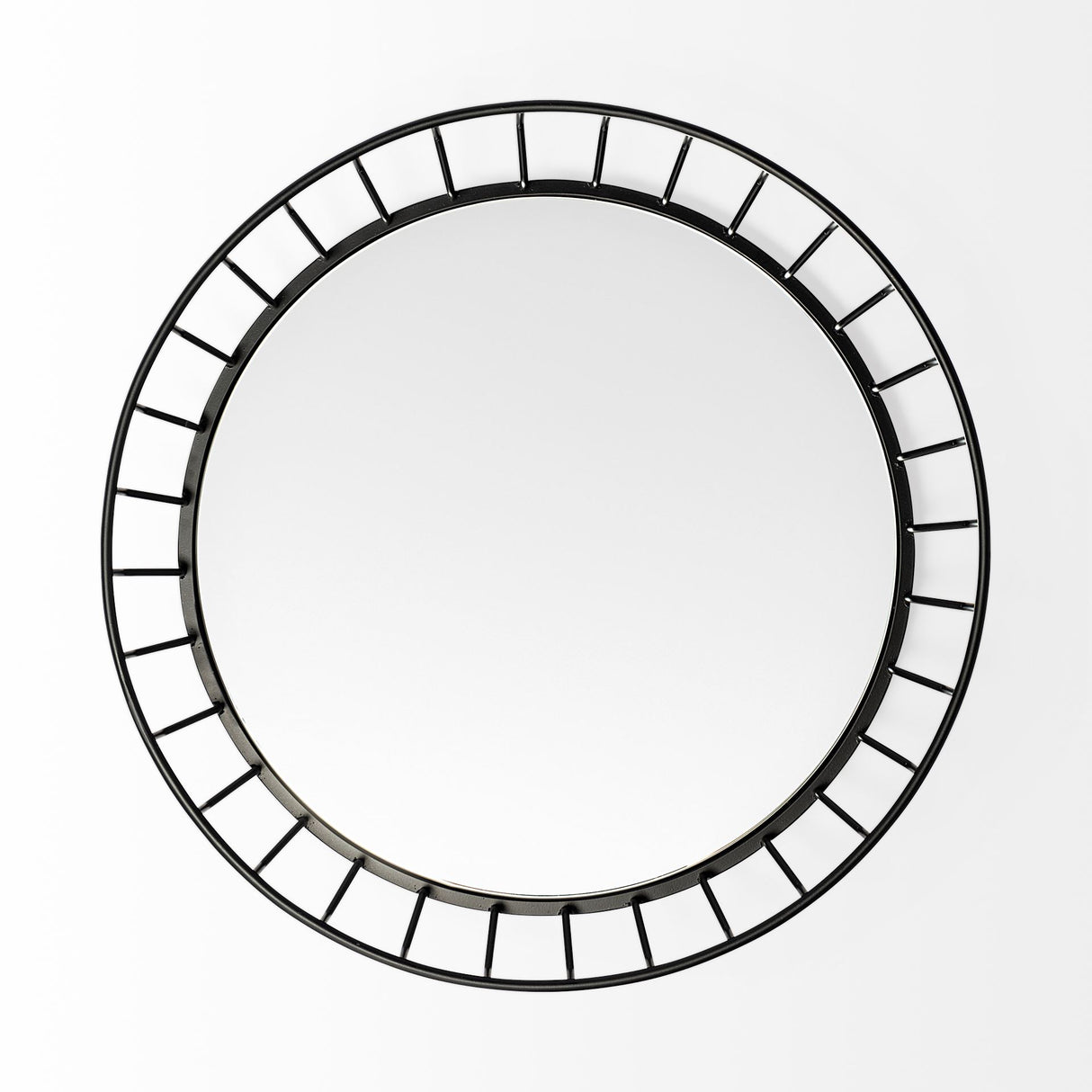 Helena 20L x 20W Black Metal Mirrored Bottom Round Serving Tray from Mercana - Luna Furniture