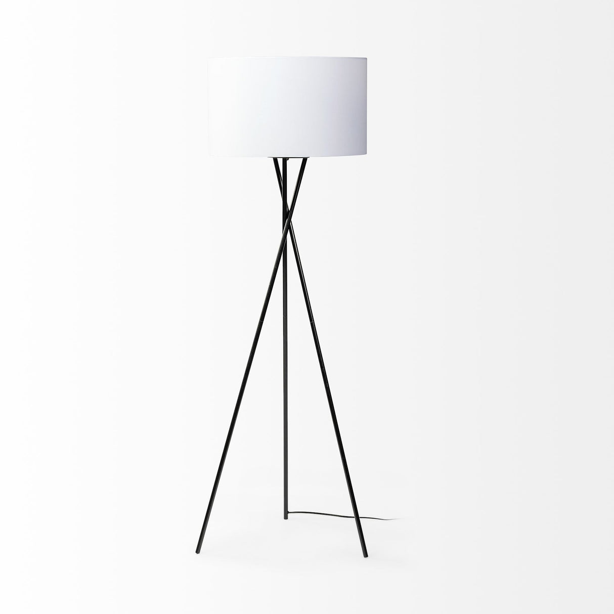 Ambrose 20.0L x 20.0W x 61.8H Black Metal W/White Fabric Shade Floor Lamp from Mercana - Luna Furniture