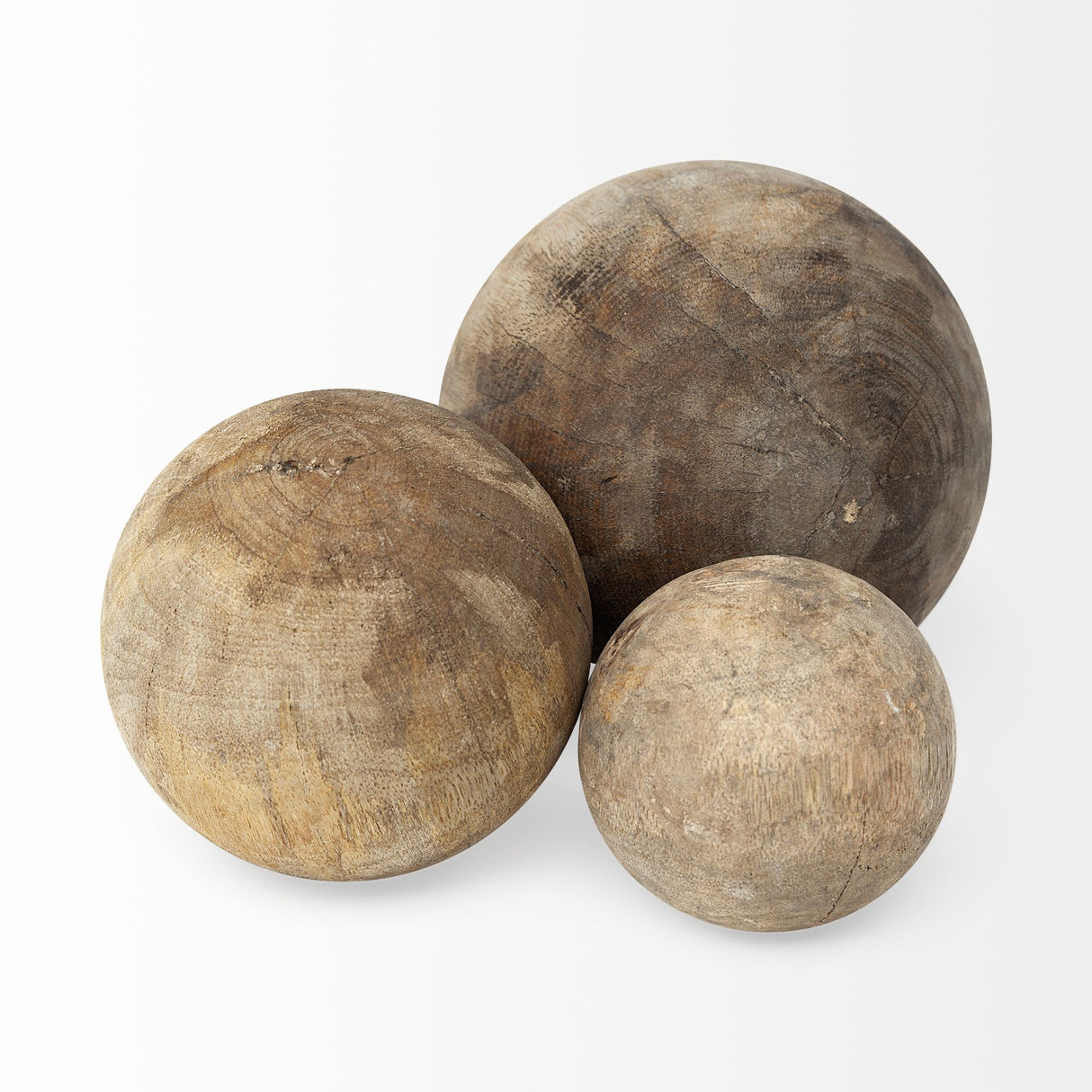 Carrick (Set of 3) Natural Wood Decorative Spheres from Mercana - Luna Furniture