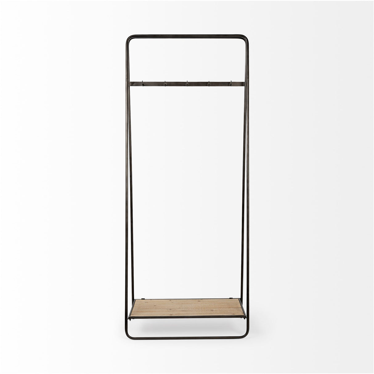 Carell 31L x 18W Black Metal And Wood Shelf Hall Tree from Mercana - Luna Furniture