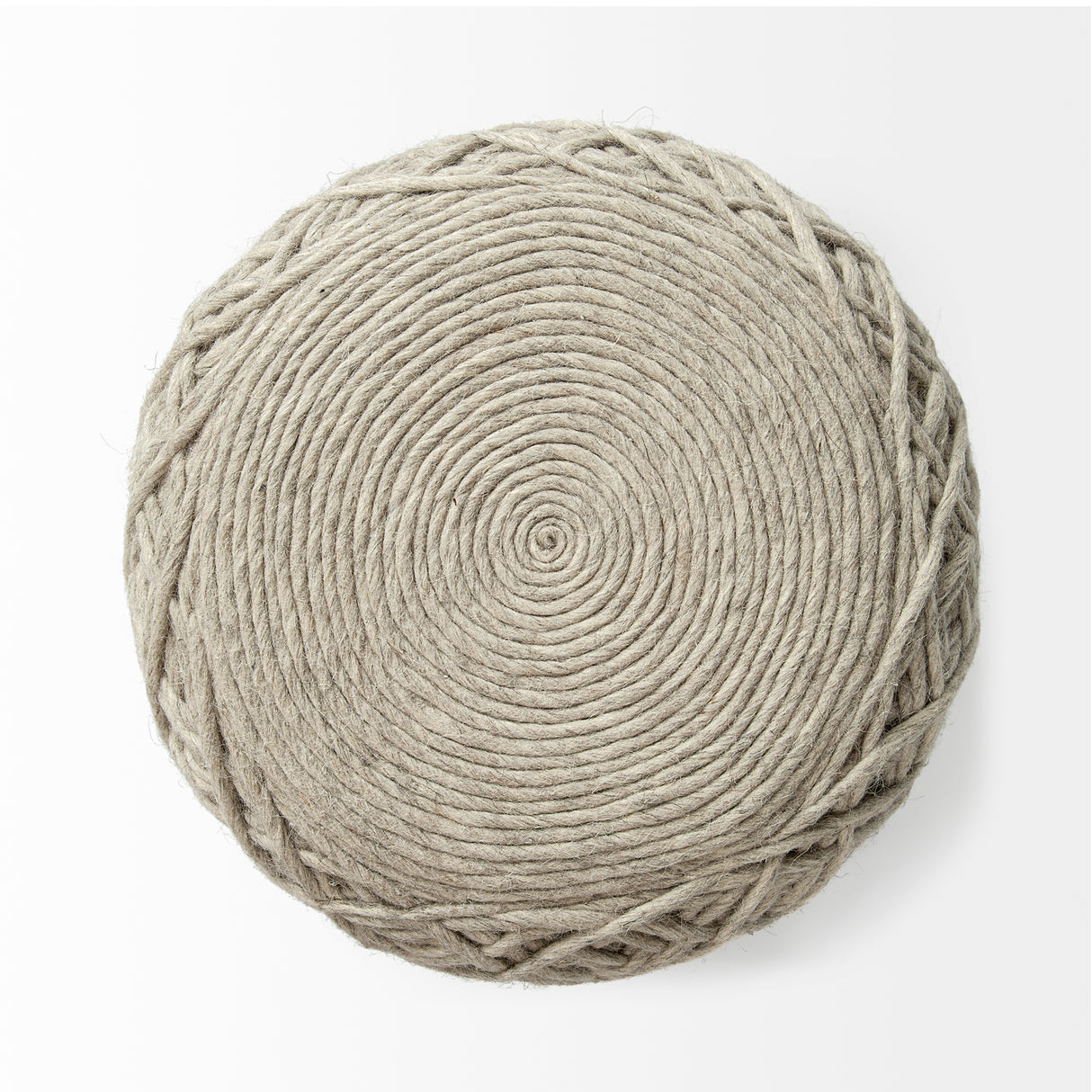 Allium Oatmeal Handwoven Wool Cylindrical Pouf from Mercana - Luna Furniture