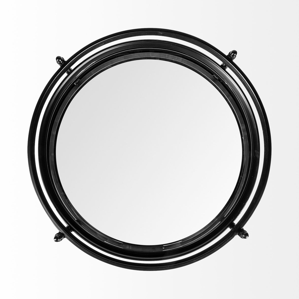 Ada Round Shape Black Metal Frame Two-Tier w/Glass Shelf Bar Cart from Mercana - Luna Furniture