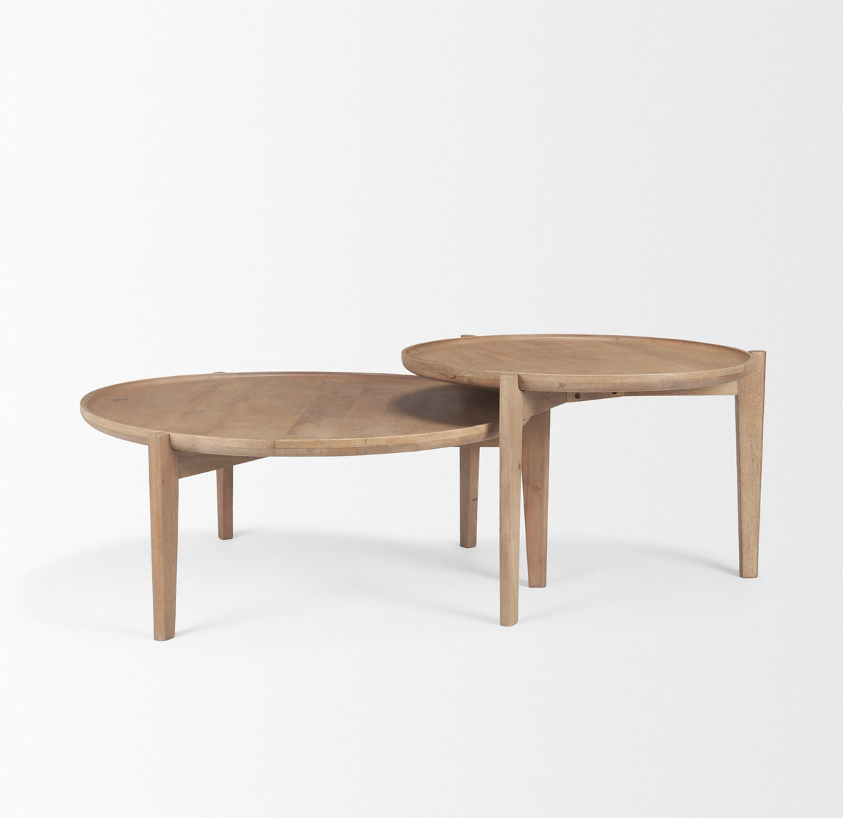 Cleaver (Set of 2) 40" & 31" Round Brown Solid Wood Nesting Coffee Tables from Mercana - Luna Furniture