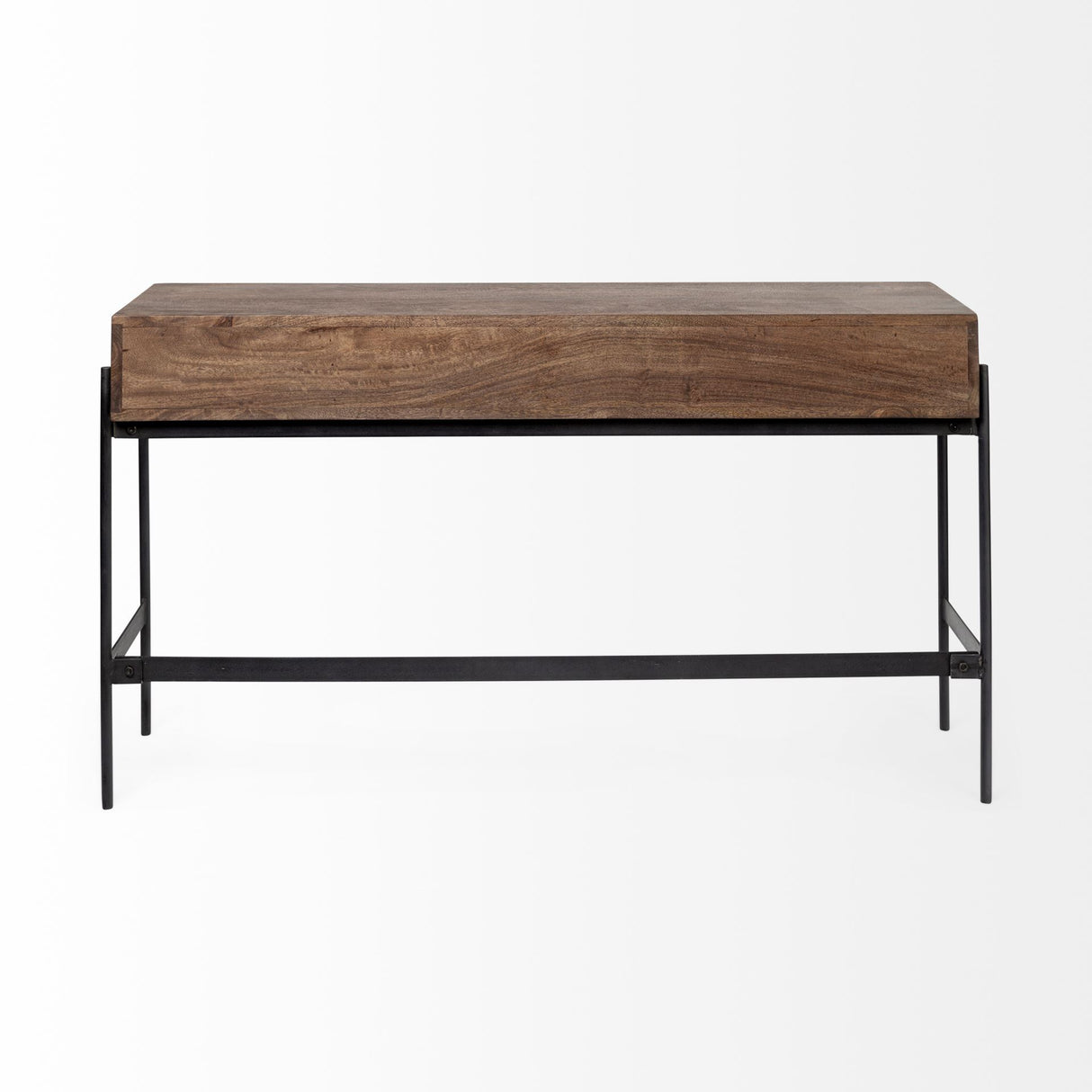 Glenn III 56L x 14W Dark Brown Wood w/ Black Iron Frame, 4 Drawer Console Table from Mercana - Luna Furniture