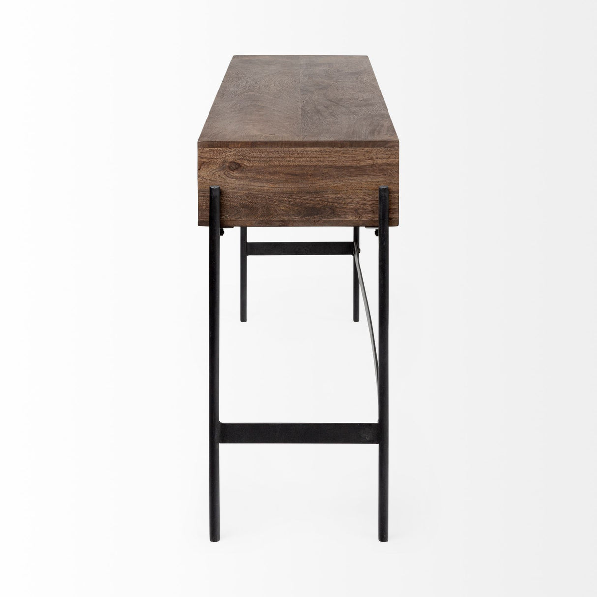 Glenn III 56L x 14W Dark Brown Wood w/ Black Iron Frame, 4 Drawer Console Table from Mercana - Luna Furniture