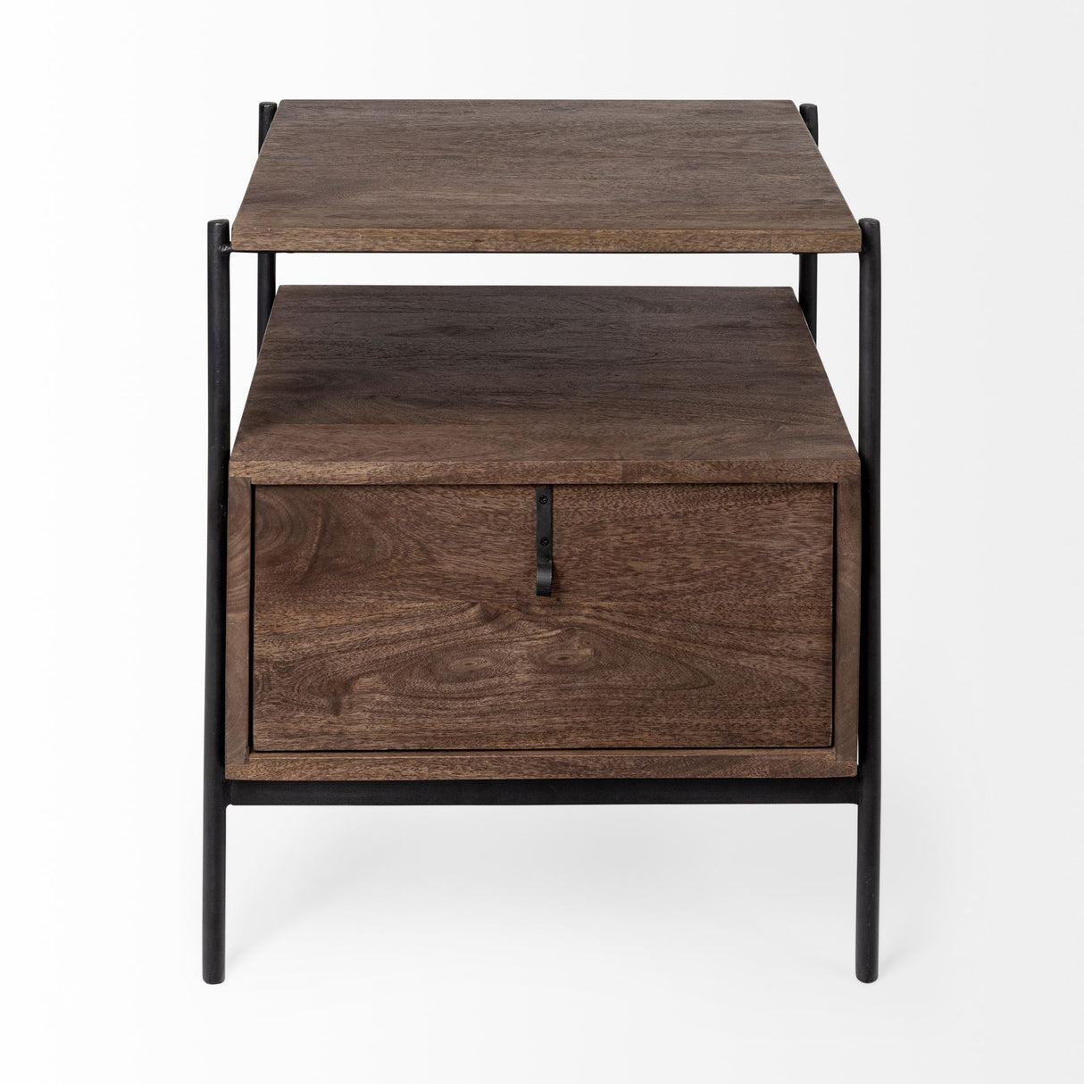 Glenn I 20L x 21W x 24H Dark Brown Wood w/ Black Iron Frame Square End/Side Table from Mercana - Luna Furniture