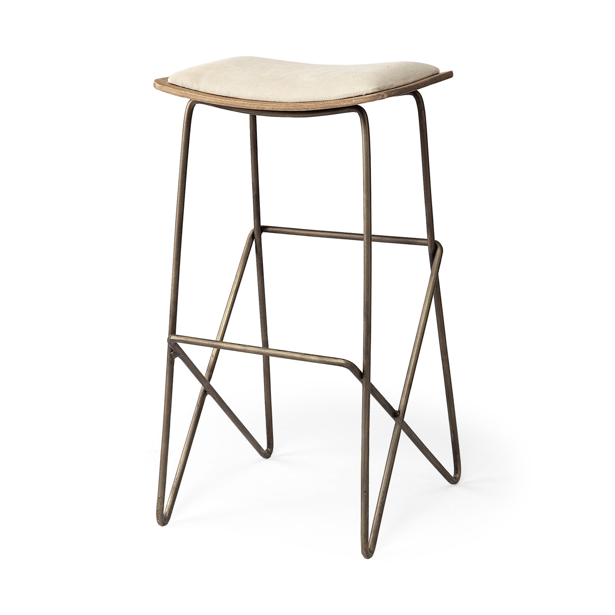 Katniss 30" Total Height Cream Fabric Seat Gold Metal Frame Bar Stool from Mercana - Luna Furniture