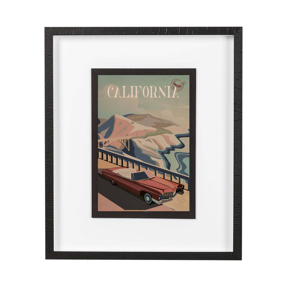 California Go USA (M) by Mercana Studio a Framed Art Print Matted under Glass from Mercana - Luna Furniture