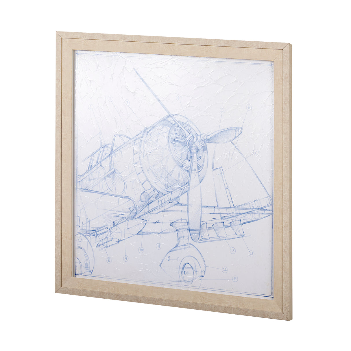 Airplane Mechanical Sketch I by Ethan Harper a Hand Embellished Textured Framed Art Print from Mercana - Luna Furniture
