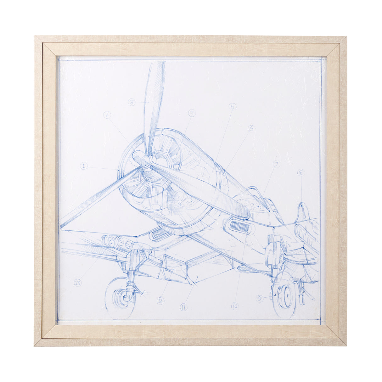 Airplane Mechanical Sketch II by Ethan Harper a Hand Embellished Textured Framed Art Print from Mercana - Luna Furniture