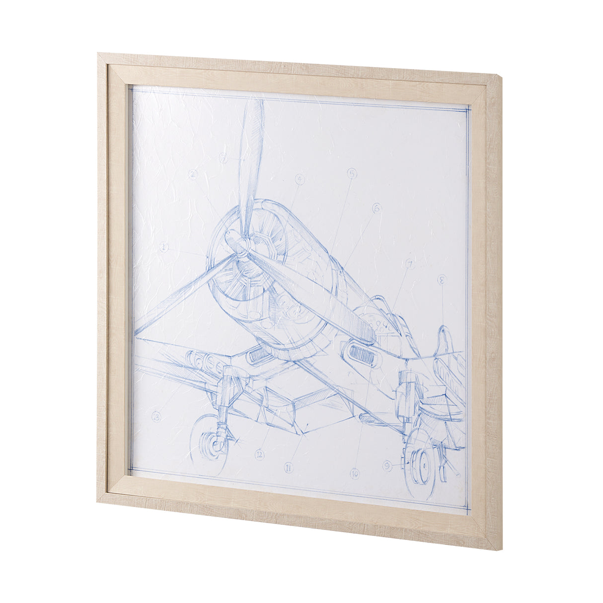 Airplane Mechanical Sketch II by Ethan Harper a Hand Embellished Textured Framed Art Print from Mercana - Luna Furniture