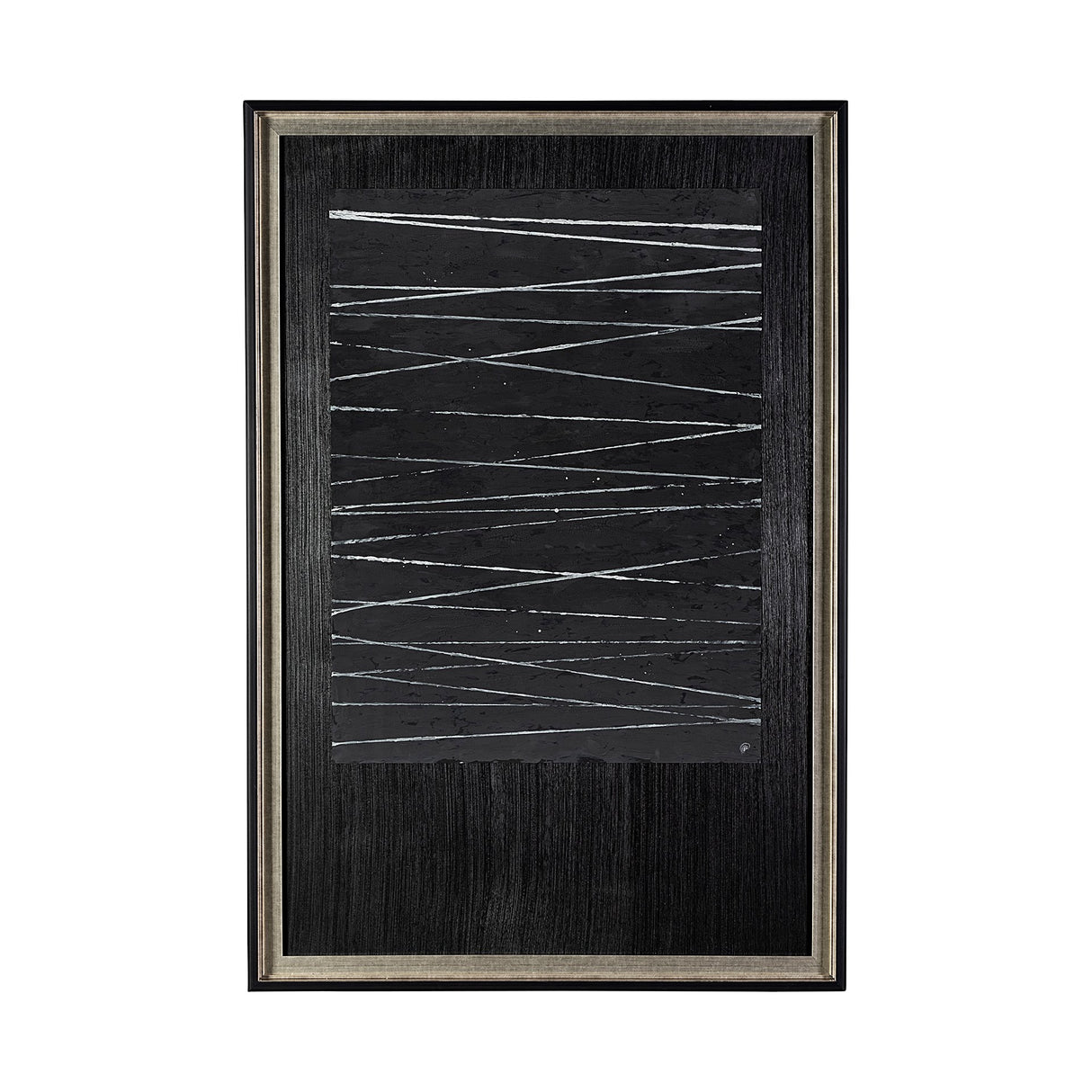OM-Silver Lines by Studio M a handmade Original Framed Artwork under Glass from Mercana - Luna Furniture