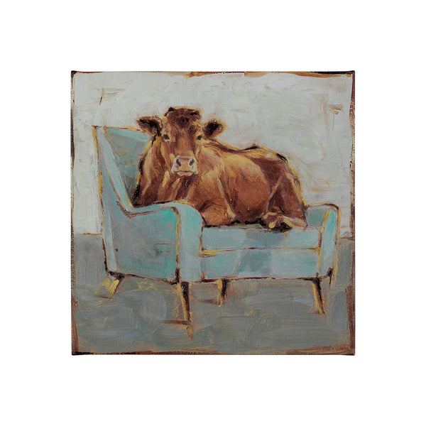Moo-ving IV by Ethan Harper a Hand Embellished Textured Canvas