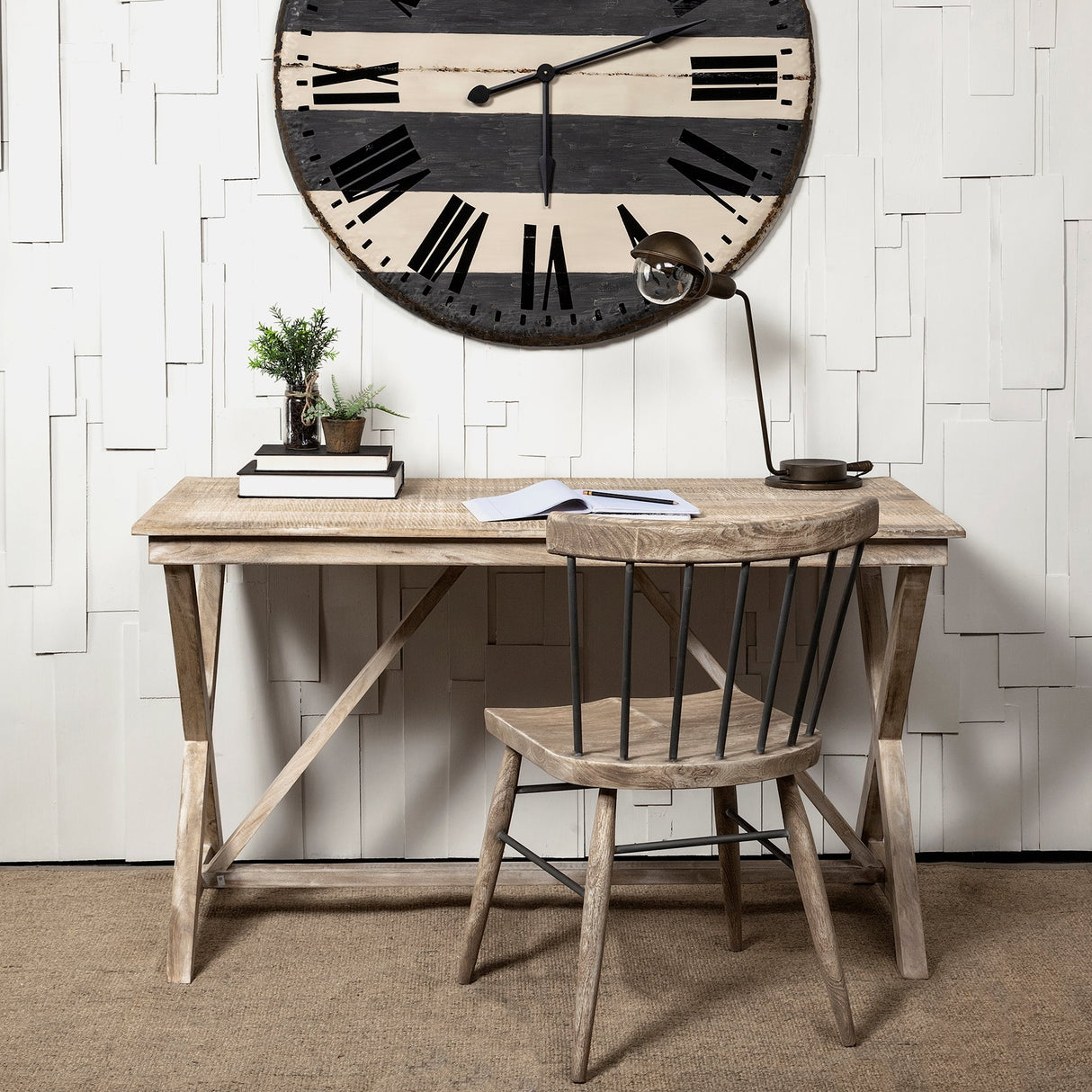 Tracy 54L x 28W Natural X Frame Wood Office Desk from Mercana - Luna Furniture