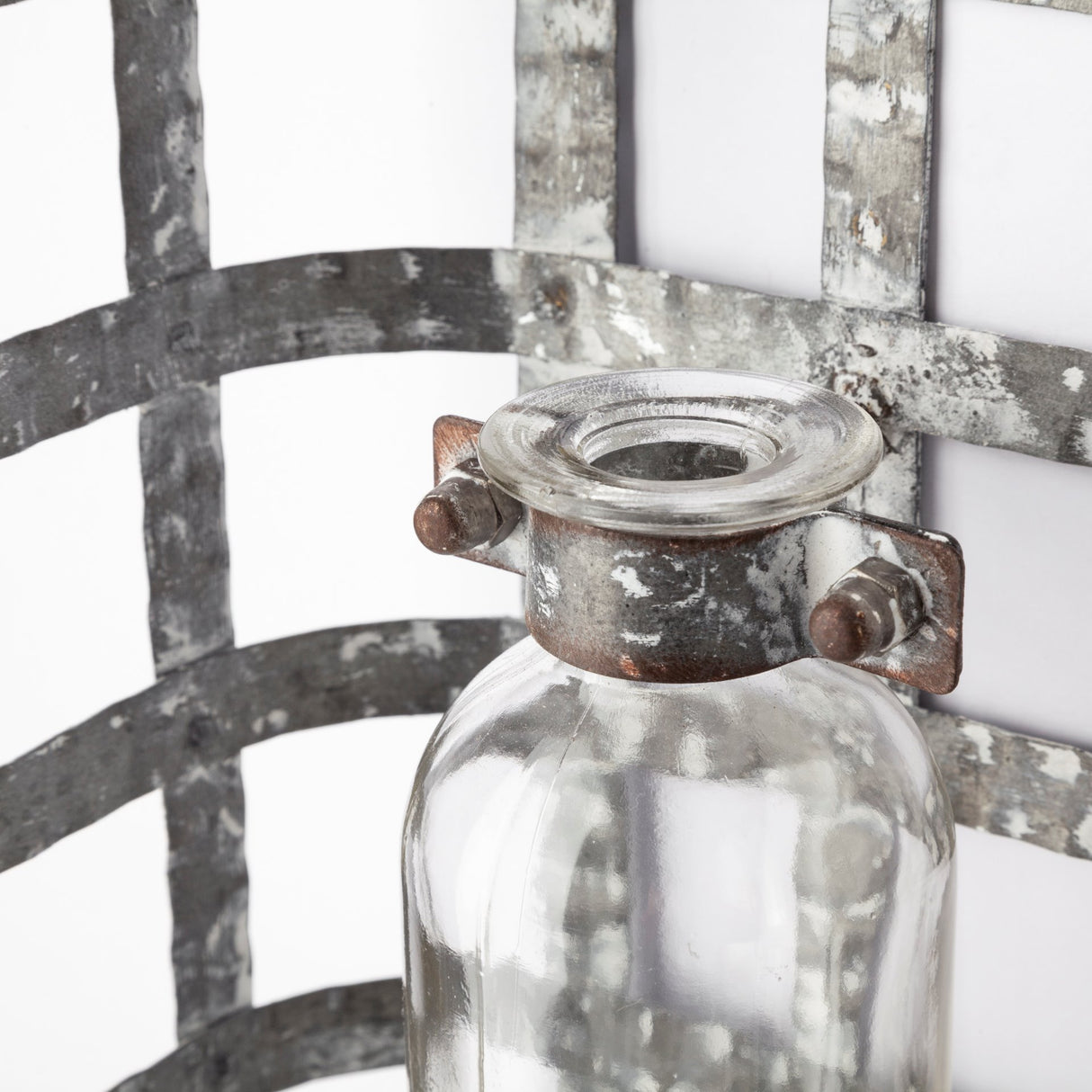 Margaret Wall Mounted Basket w Glass Bottle for Botanicals or Floral from Mercana - Luna Furniture