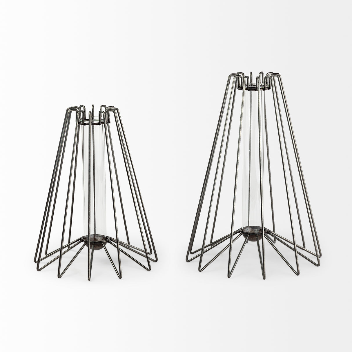 Madeline II Large Gunmetal Gray Metal Glass Test Tube Vase from Mercana - Luna Furniture