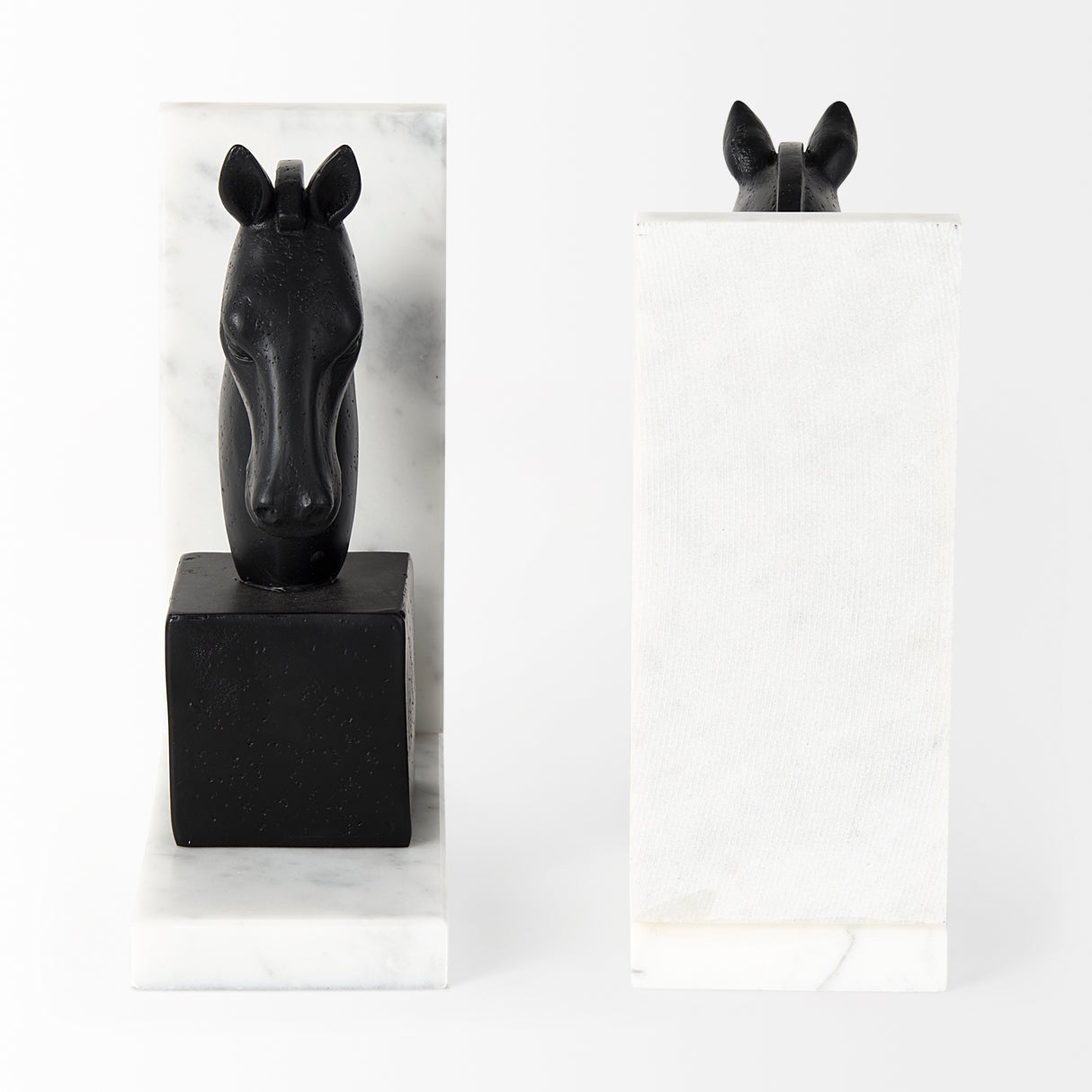 Hidalgo (Set of 2) 14L x 3W Black Majestic Horse Bookends from Mercana - Luna Furniture