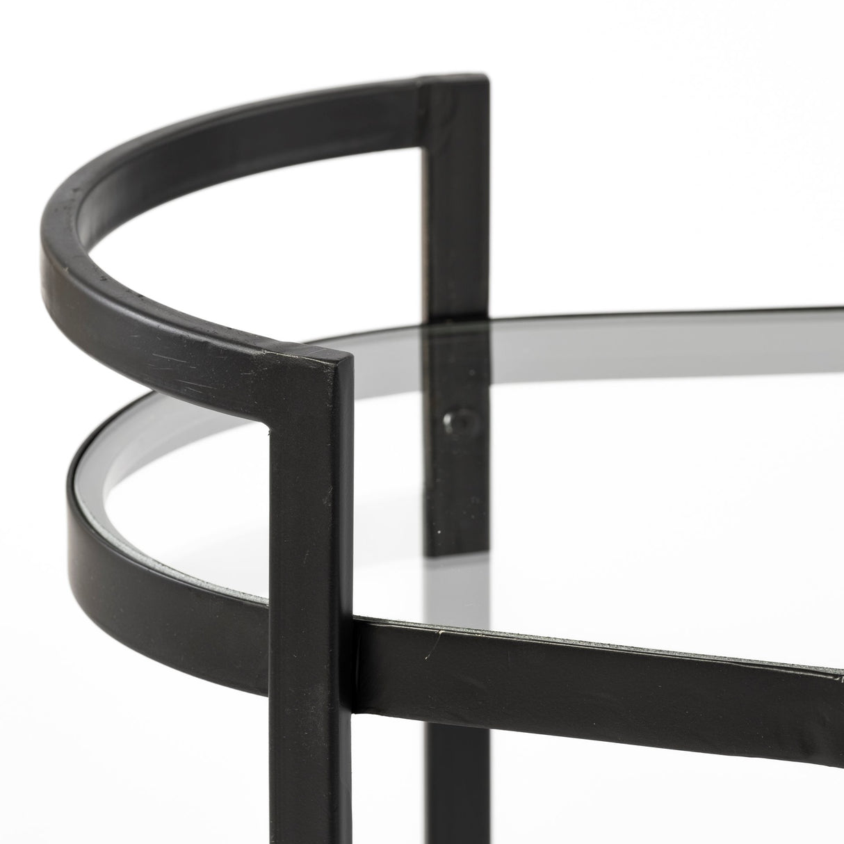 Eleonore Black Metal Frame Two-Tier w/Glass Shelves Bar Cart from Mercana - Luna Furniture
