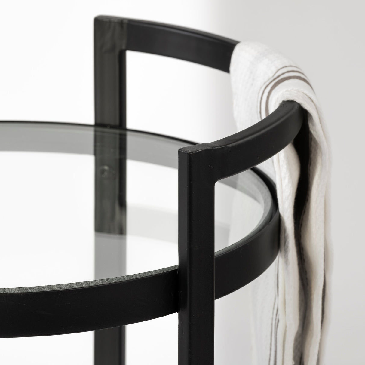 Eleonore Black Metal Frame Two-Tier w/Glass Shelves Bar Cart from Mercana - Luna Furniture