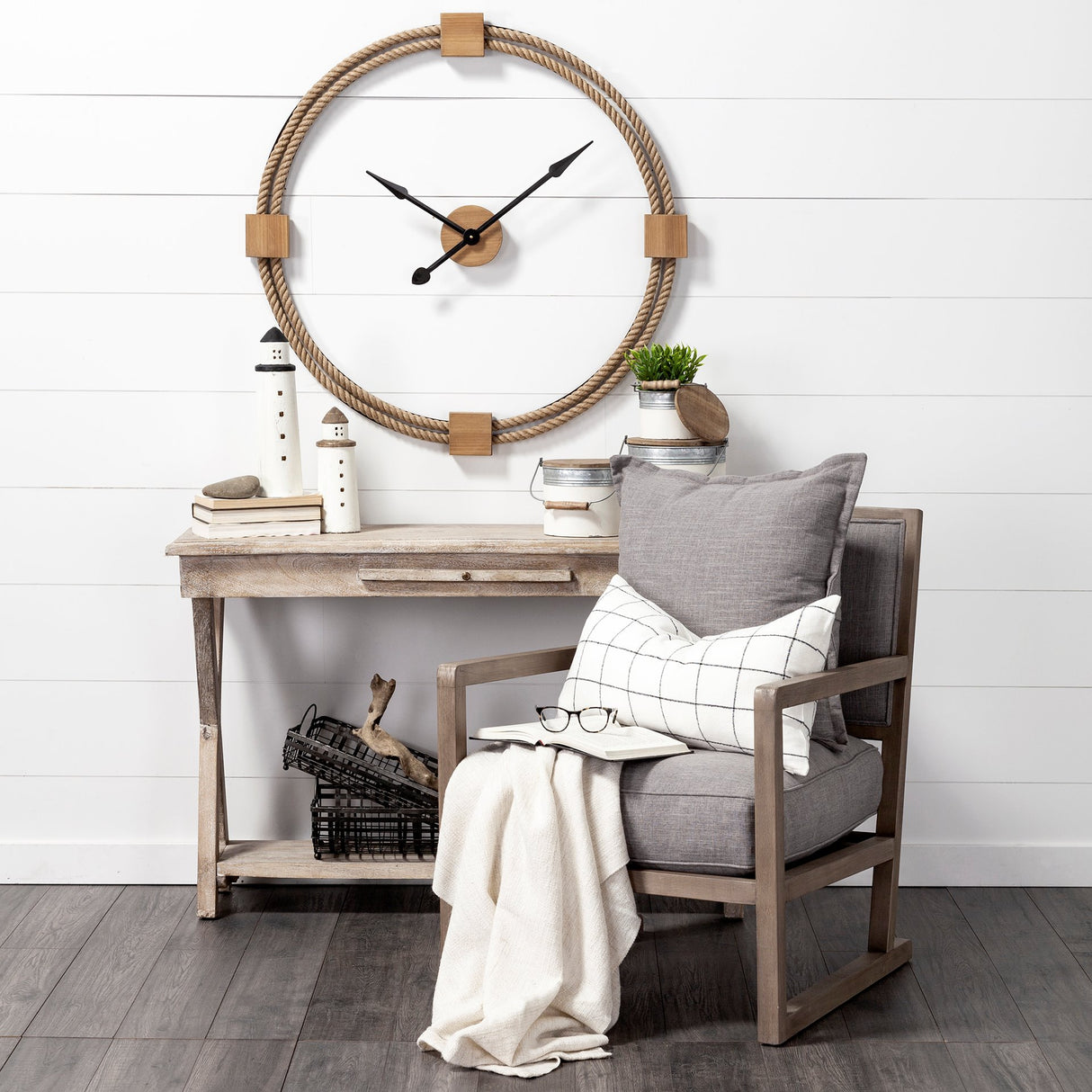 Abner (Large) 4L x 4W White Wooden Coastal Lighthouse from Mercana - Luna Furniture
