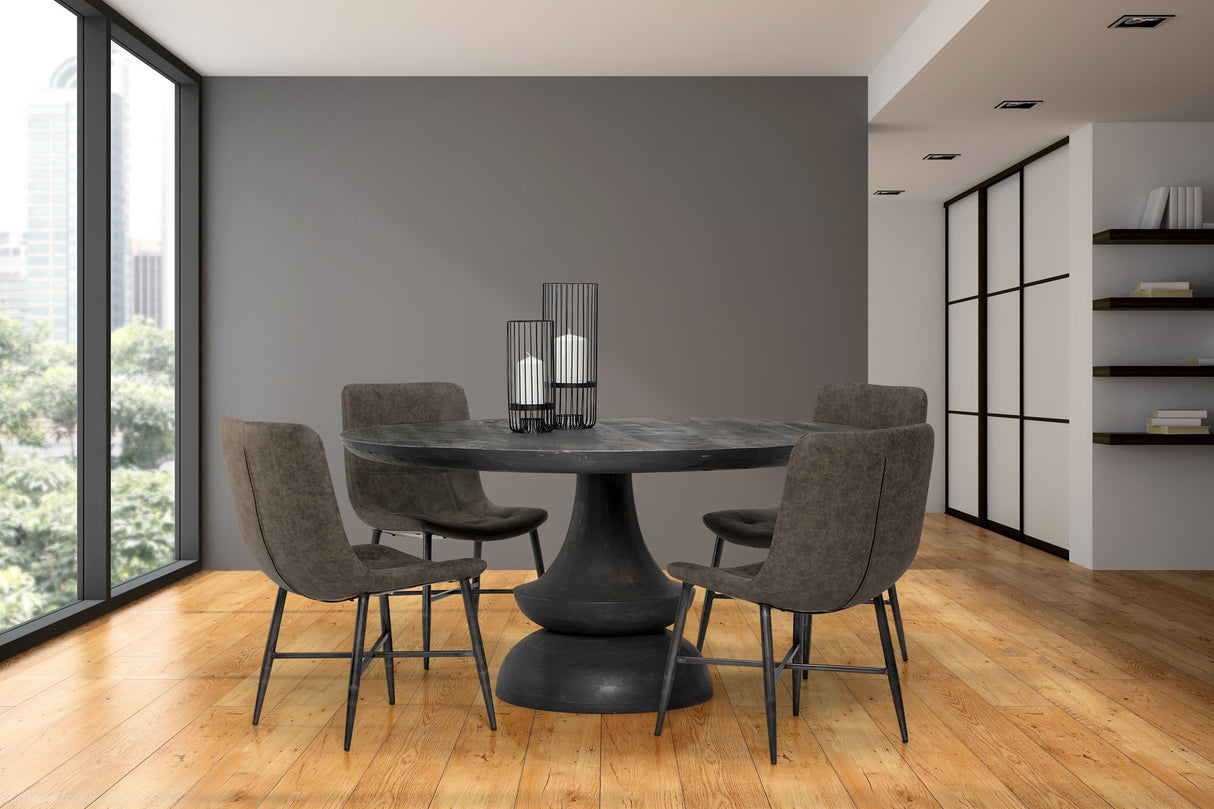 Crossman 60" Round Dark Brown/Gray Solid Wood Table Top & Base Dining Table from Mercana - Luna Furniture