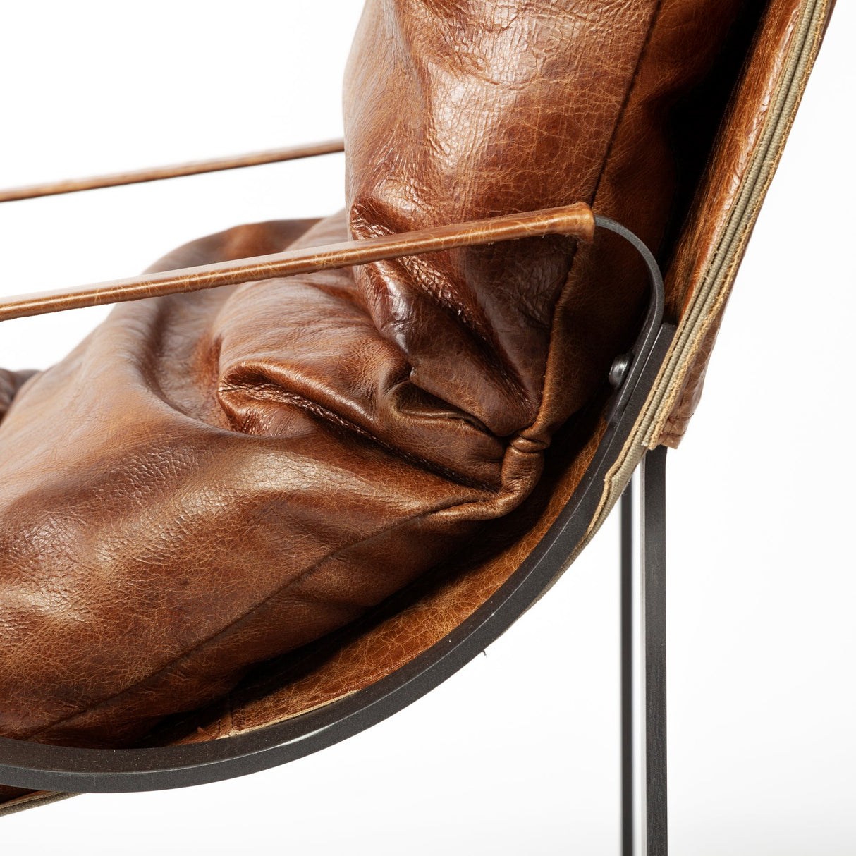 Hornet I 27.0L x 35.0W x 36.0H Brown Leather Unibody Seat w/ Black Metal Frame Accent Chair from Mercana - Luna Furniture