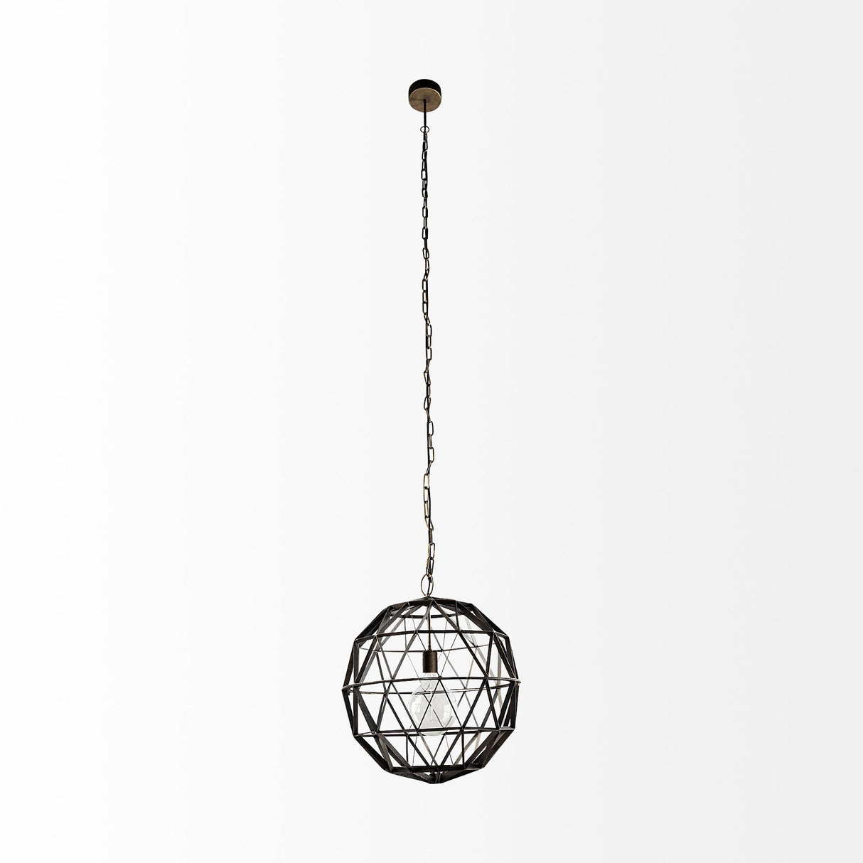 Dyson I 18x18 Black Metal Triangular Orb Pendant Light from Mercana - Luna Furniture