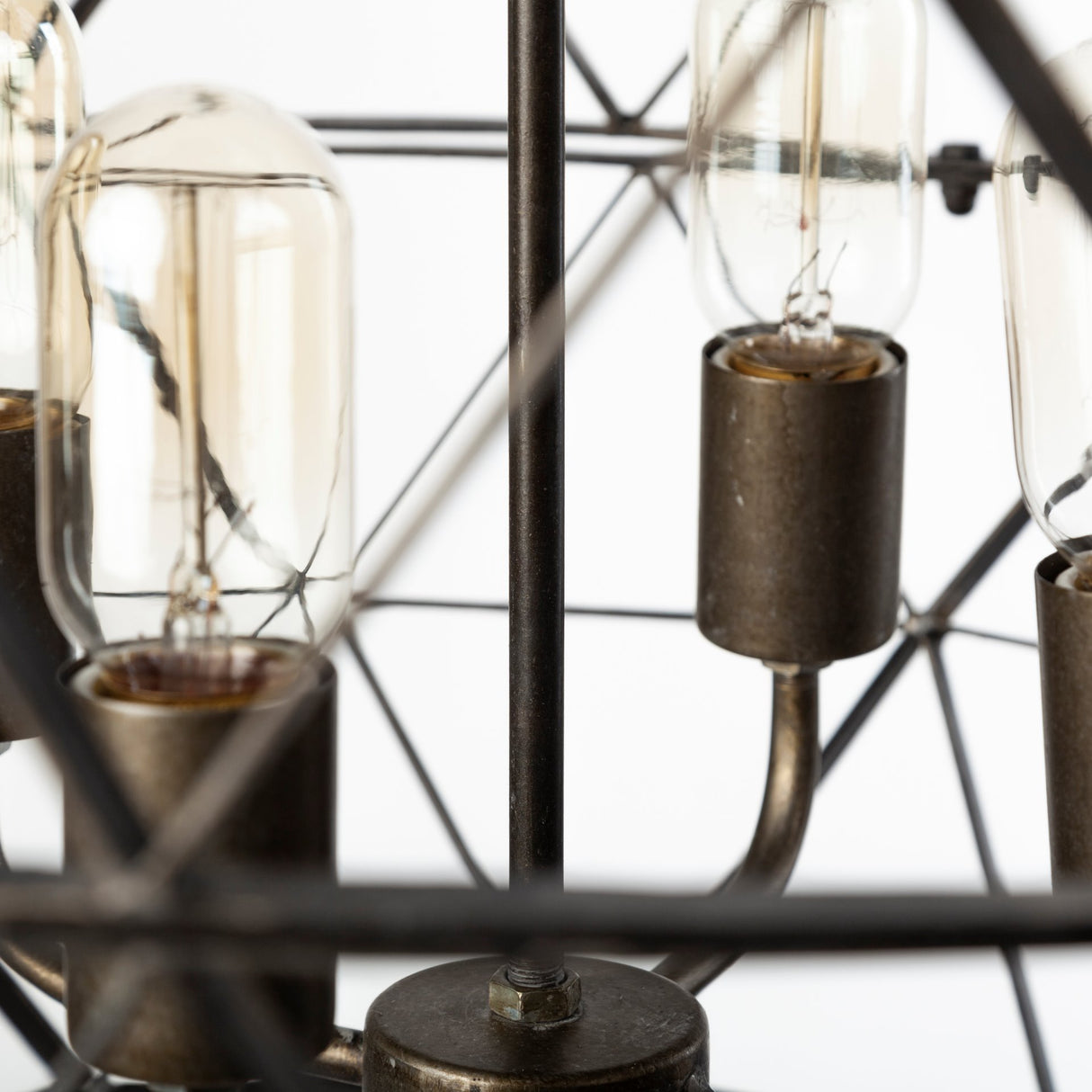 Dyson II (22.5"D) Black Metal Triangular Orb Four Bulb Chandelier from Mercana - Luna Furniture